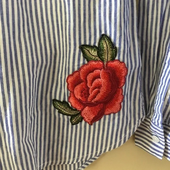 Rails Frances Baker Stripe Floral Embroidered Button Down Shirt - Picture 5 of 11